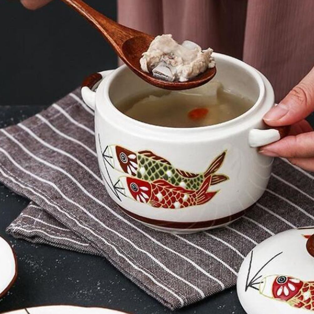 Cooking Stew Bowl Clay Casserole Steam Pots Cup Lid Bowls