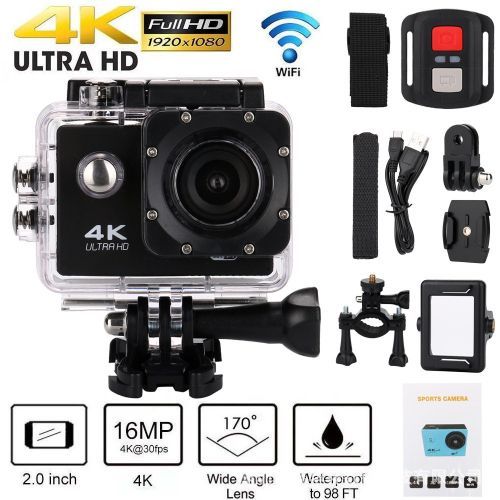 4K WIFI 3D Action Camera 2 LCD Wifi Waterproof Sports Camcorder Go Pro (Black)