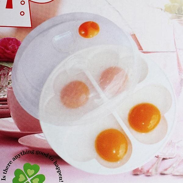 4 Eggs Microwave Heart Steamer Poacher Mold Cookware Tool Kitchen Oven Cooker