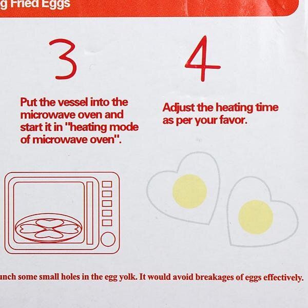 4 Eggs Microwave Heart Steamer Poacher Mold Cookware Tool Kitchen Oven Cooker