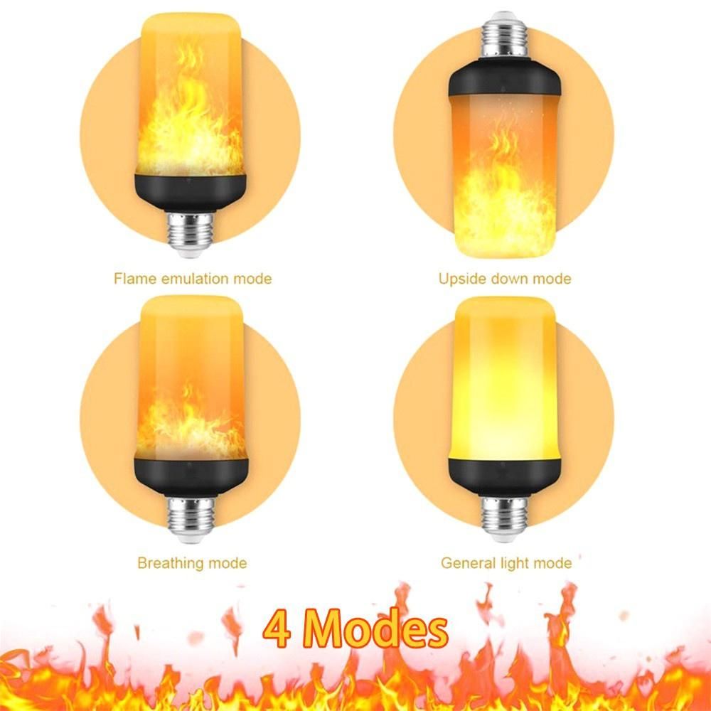 4 pcs Light Bulb Emulation Dynamic Light LED Flame Light Fire Effect Light