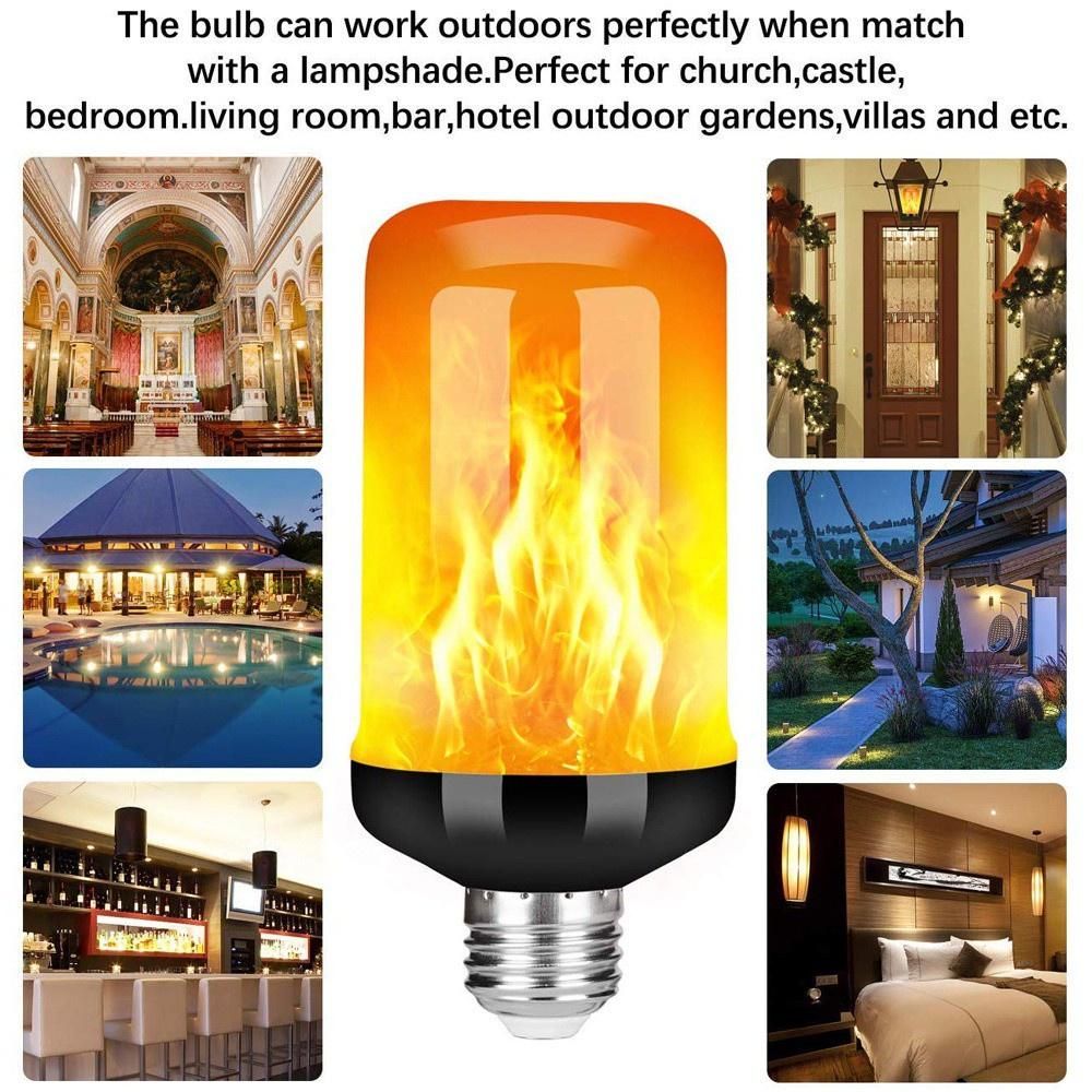 4 pcs Light Bulb Emulation Dynamic Light LED Flame Light Fire Effect Light