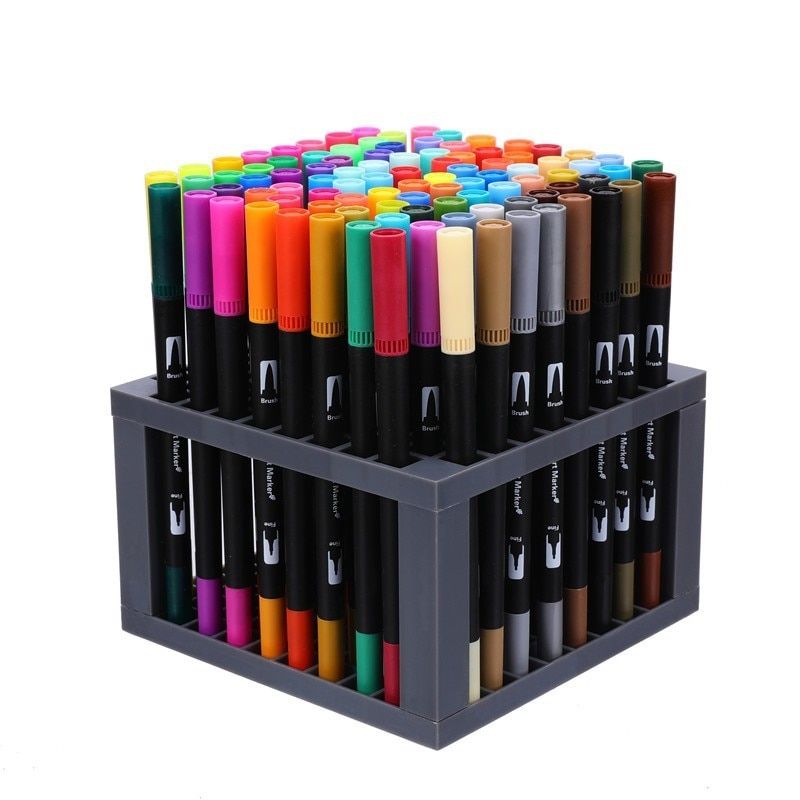 100 Colurs Pens Dual Tip Brush Marker Pen Water Color Fine