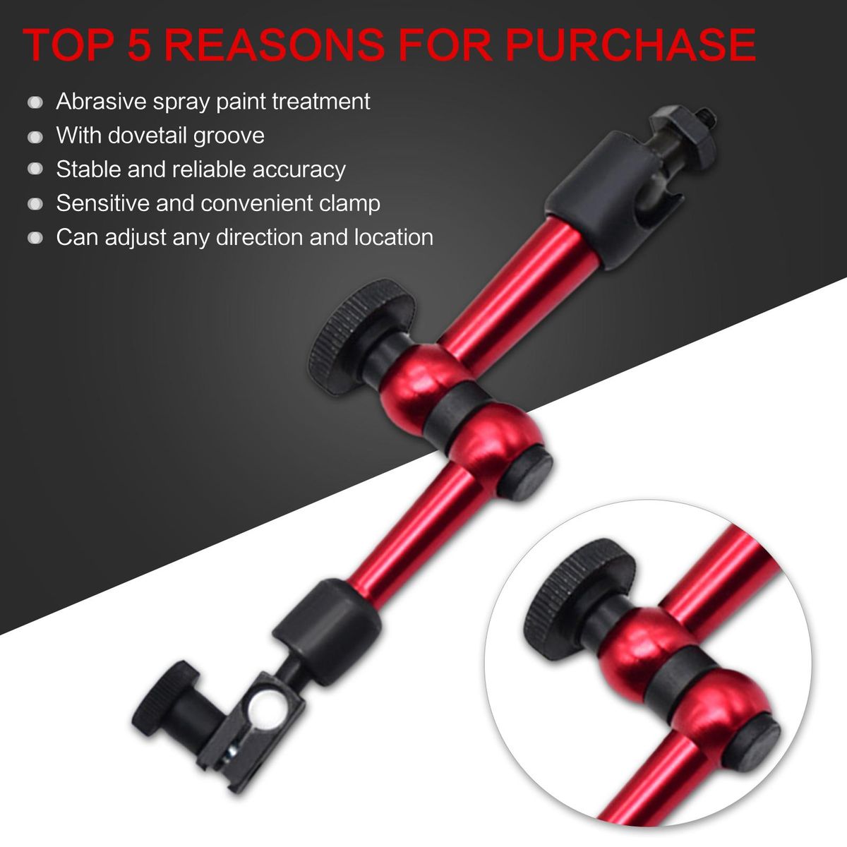 M5 Universal Flexible Magnetic Metal Base Holder Stand Arm For Dial Indicator Alloy Steel