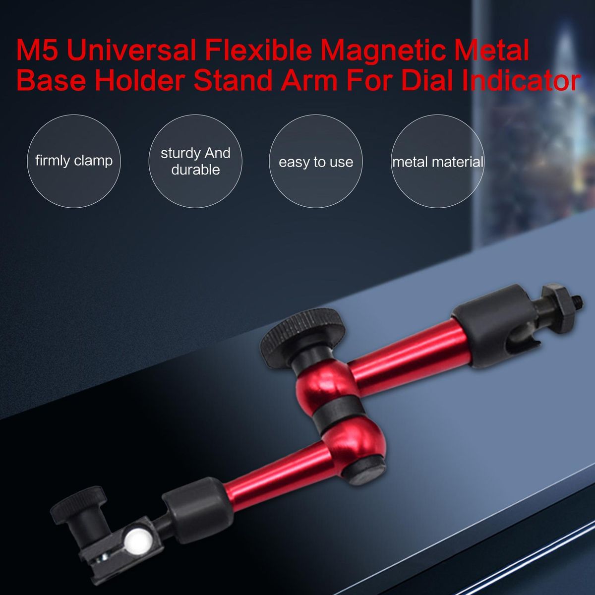 M5 Universal Flexible Magnetic Metal Base Holder Stand Arm For Dial Indicator Alloy Steel