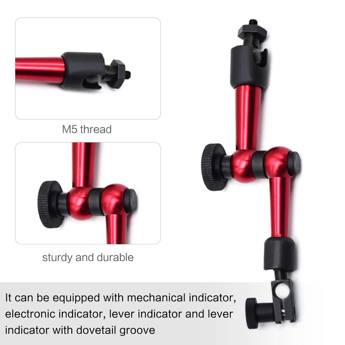 M5 Universal Flexible Magnetic Metal Base Holder Stand Arm For Dial Indicator Alloy Steel