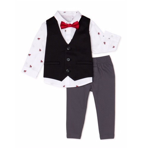 Toddler Boys Button Down Shirt, Vest & Pant Suit