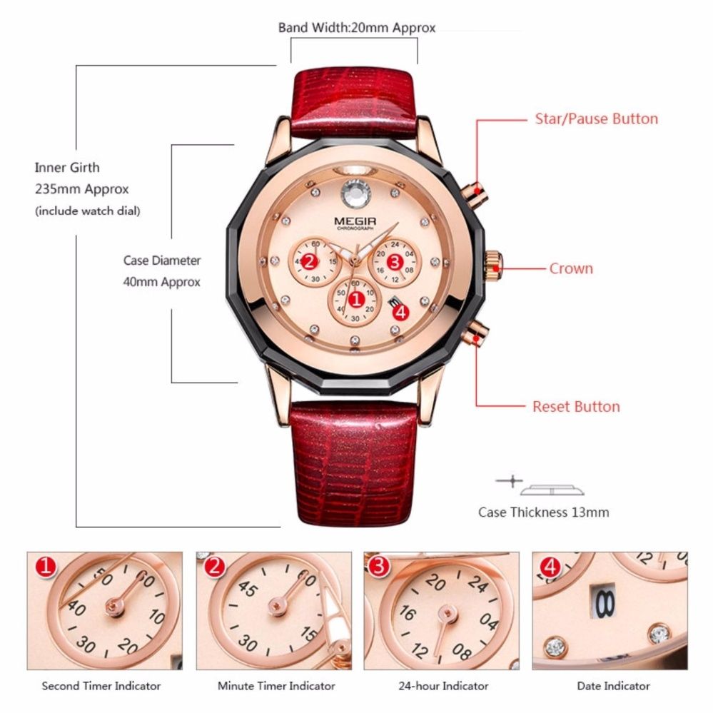 Women Watches Fashion Leather Quartz Ladies Wrist Watch Clock 2042