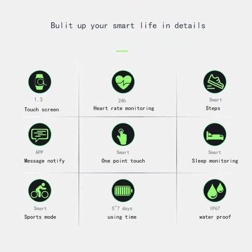 Smart Bracelet Fitness Tracker Heart Rate Monitor Smartband Green - Green