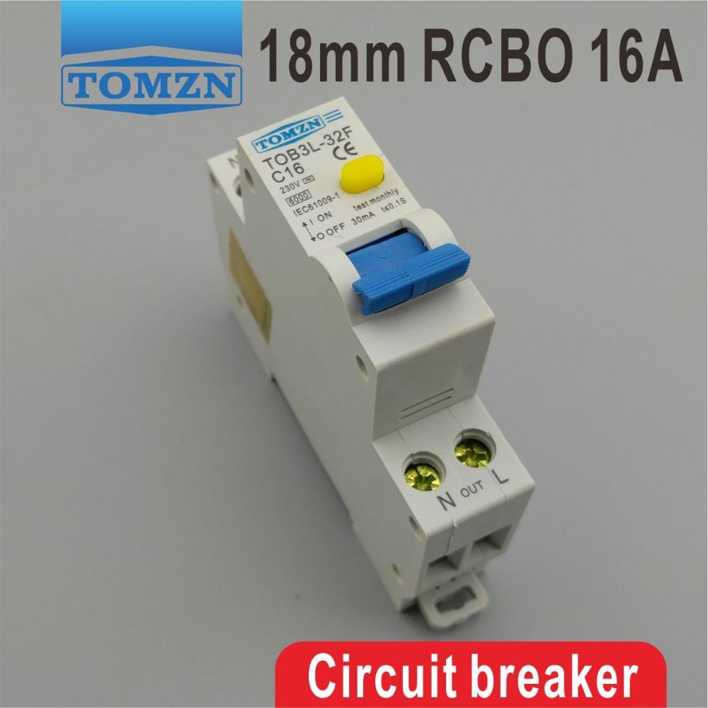 TOB3L-32F 18MM RCBO 16A 1P+N 6KA Residual Current Circuit