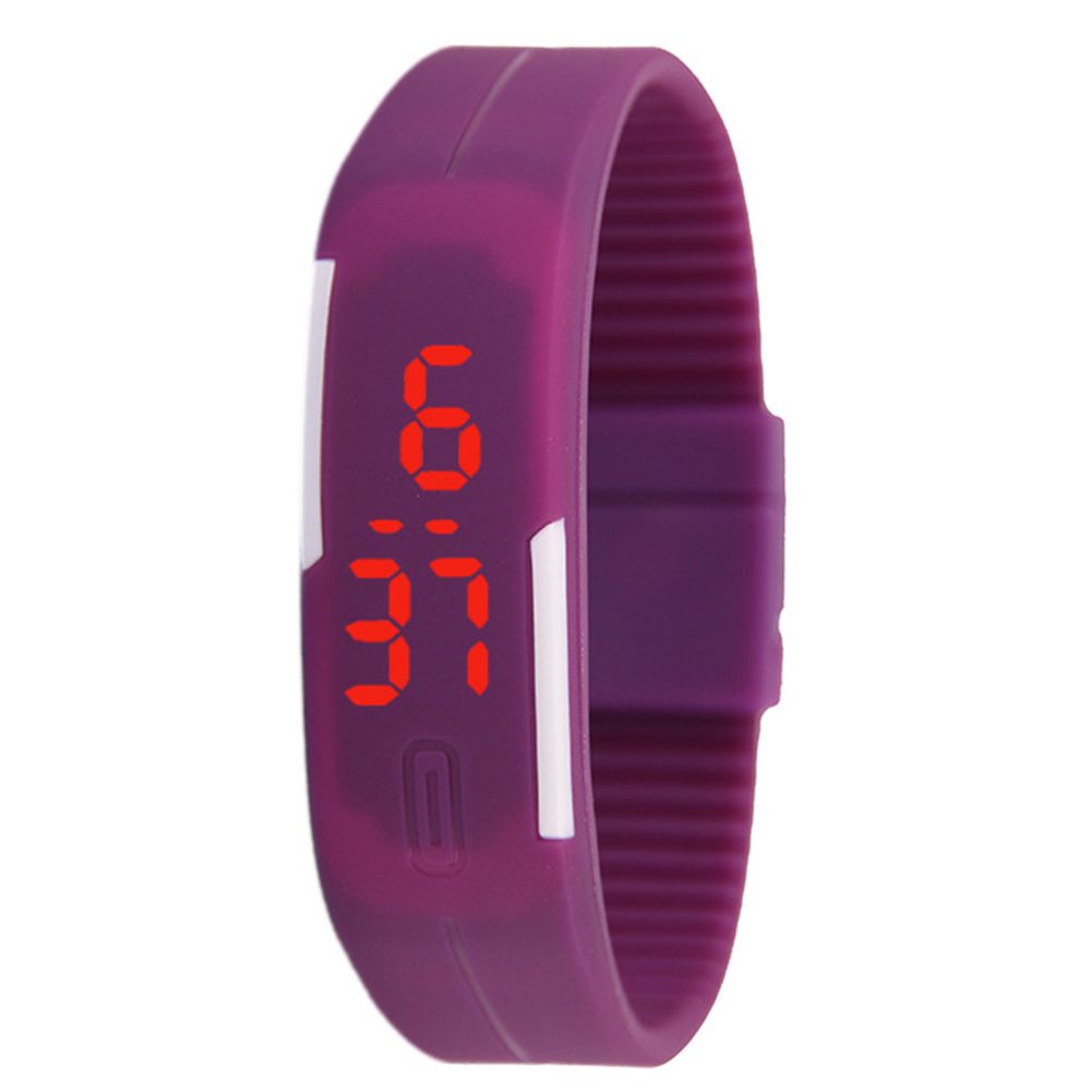Sports Thin Strap LED Time Date Display Children Kids-Purple