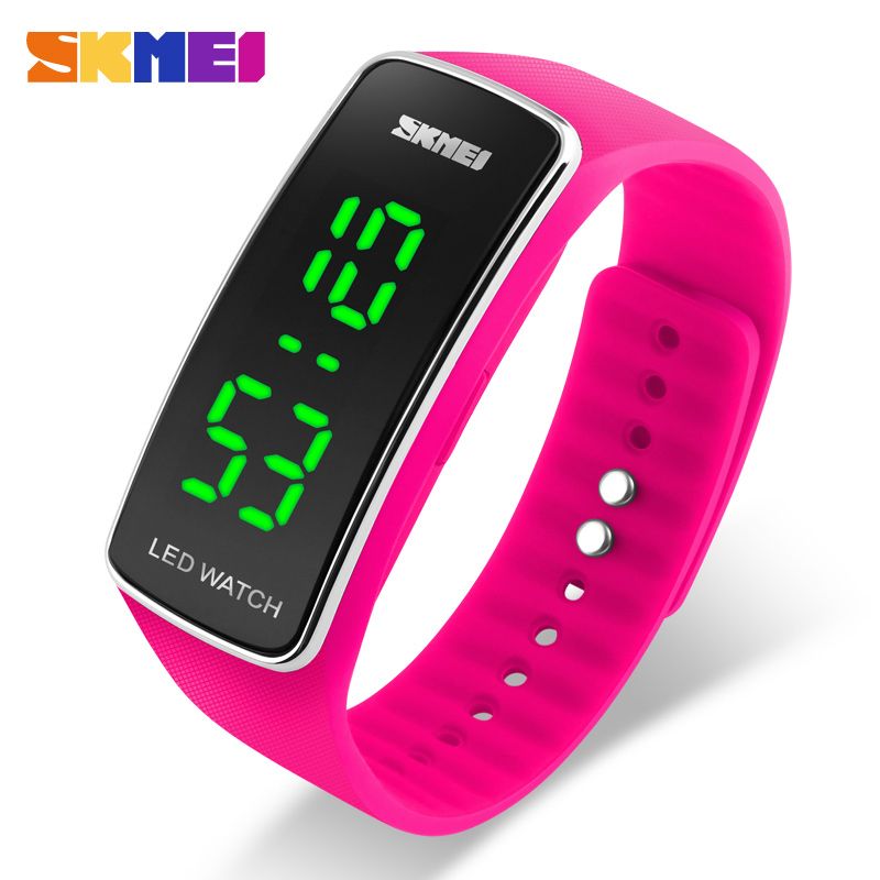 Women Digital Wristwatches LED Digital Watches Silicon Strap