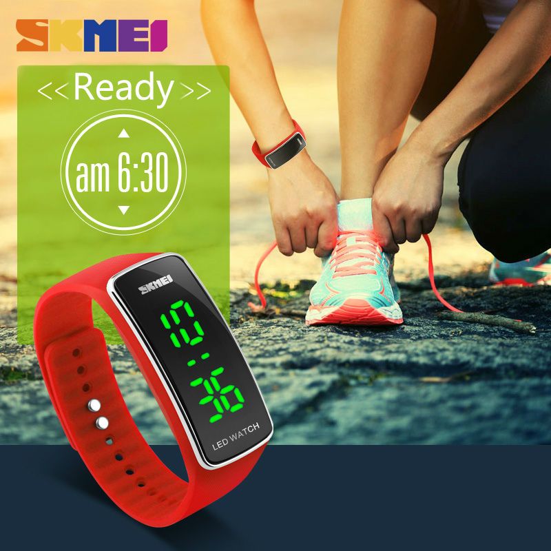 Women Digital Wristwatches LED Digital Watches Silicon Strap