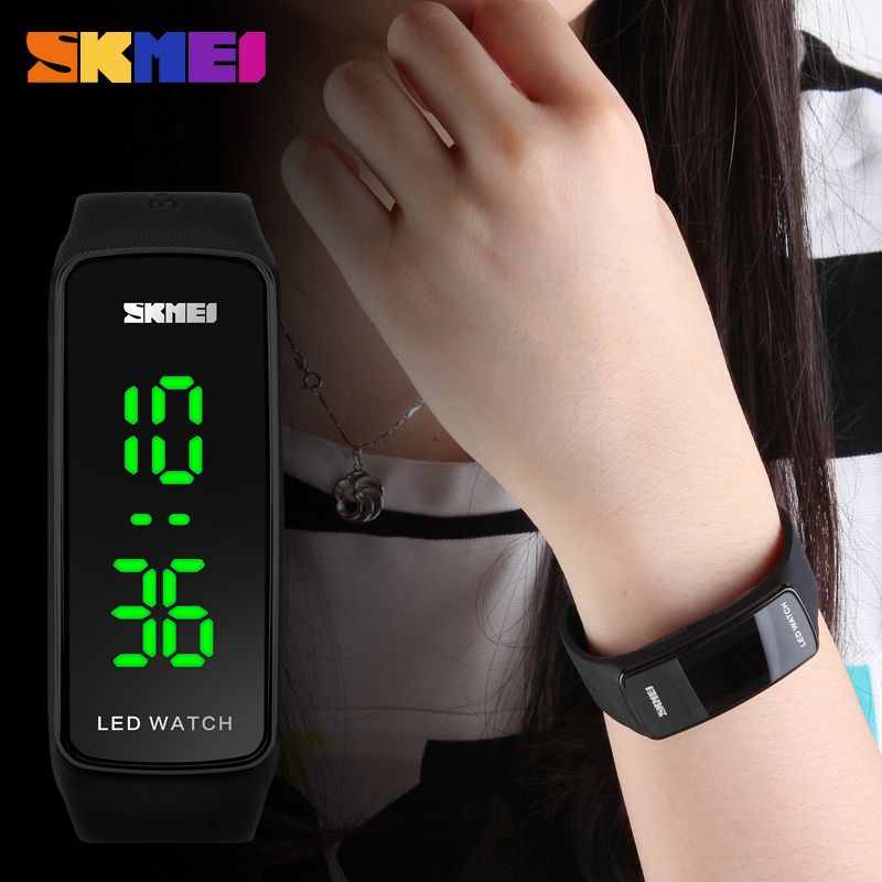 Women Digital Wristwatches LED Digital Watches Silicon Strap