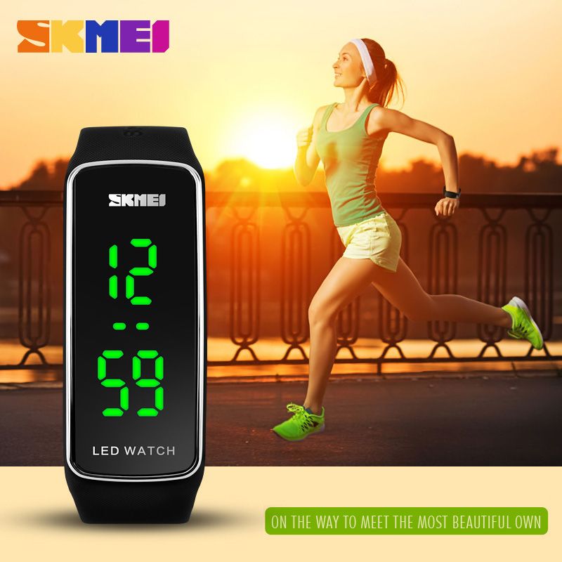 Women Digital Wristwatches LED Digital Watches Silicon Strap