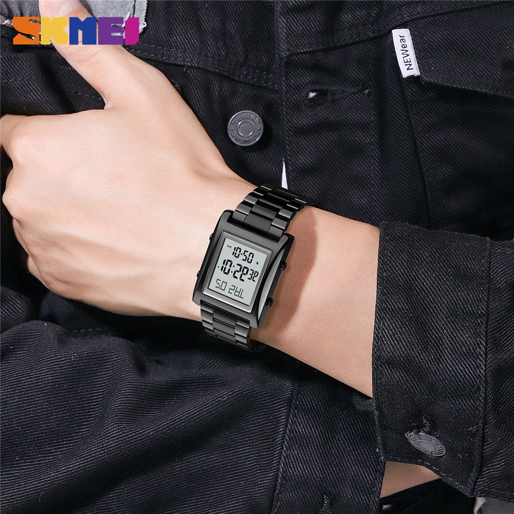 Womens LED Stops Sport Watch Stainless Waterproof