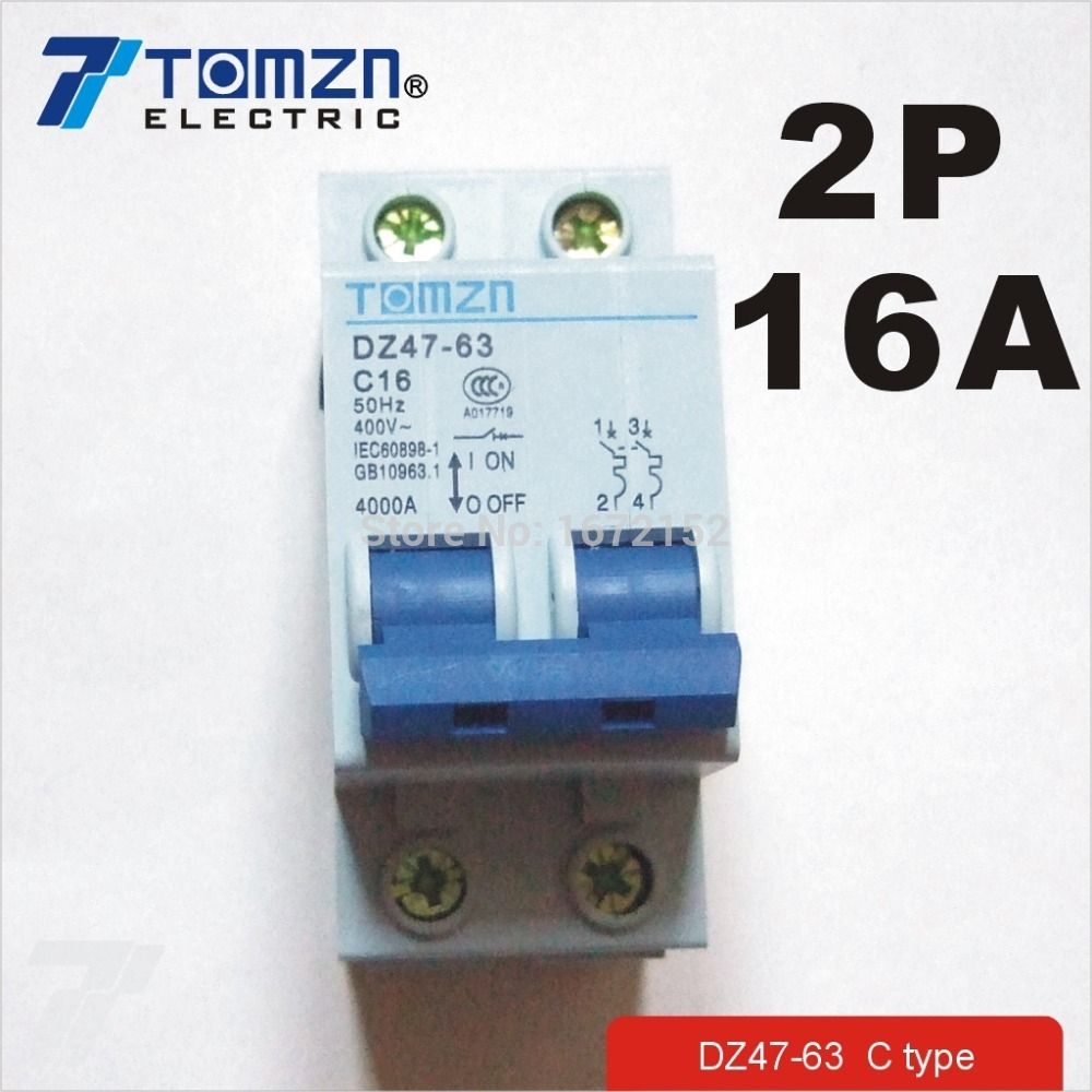 2P 16A 400V~ 50HZ 60HZ Circuit Breaker AC MCB Ty Breaker