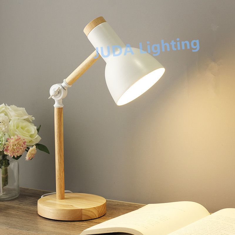 E27 Nordic Eye Protection Table Lamp Wooden Book Study