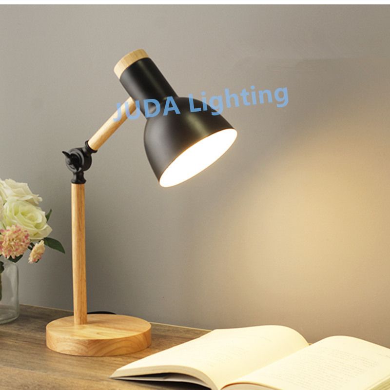 E27 Nordic Eye Protection Table Lamp Wooden Book Study