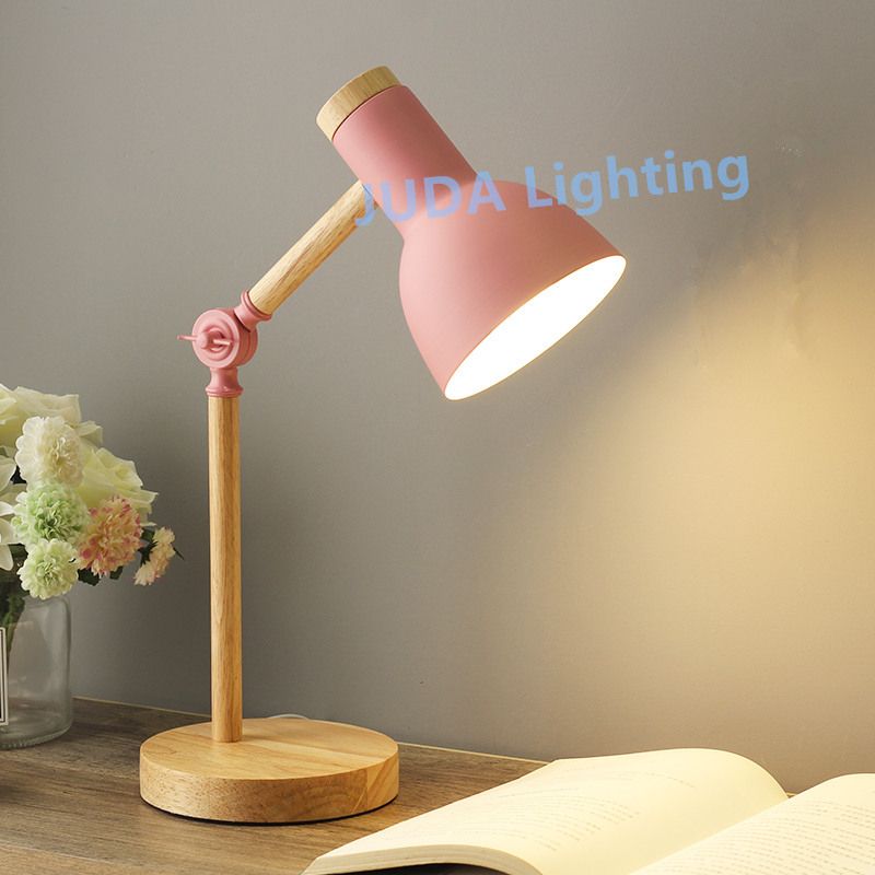 E27 Nordic Eye Protection Table Lamp Wooden Book Study