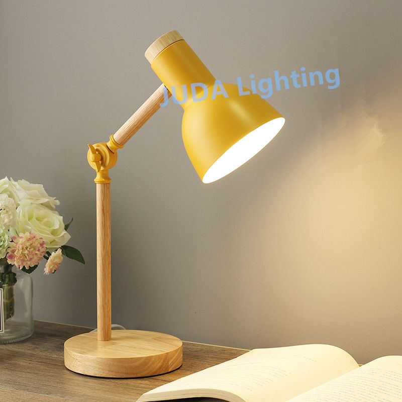 E27 Nordic Eye Protection Table Lamp Wooden Book Study