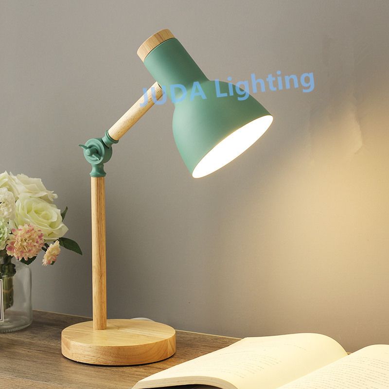 E27 Nordic Eye Protection Table Lamp Wooden Book Study