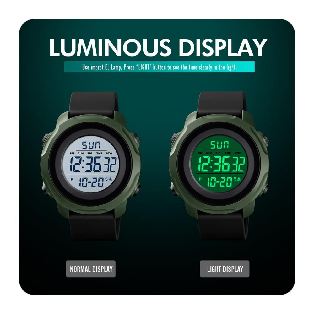 Womens Sport Watch Digital Outdoor Wristwatches Waterproof Count Down