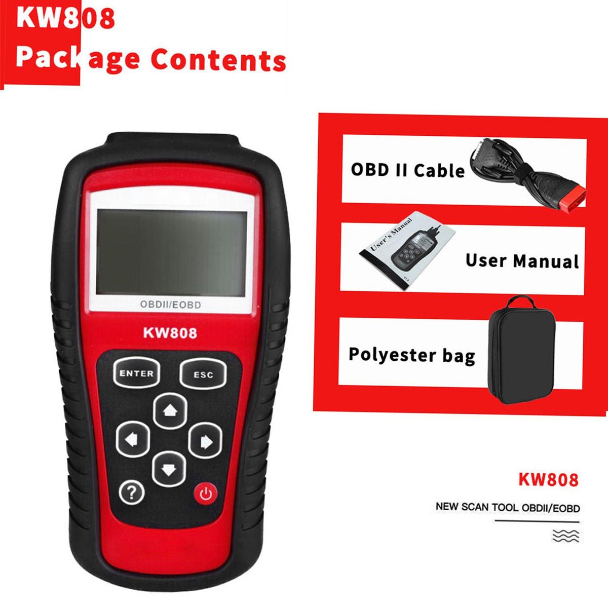 KONNWEI OBDII / EOBD Cars Code Reader and Auto Scanner Detection Decoder KW808