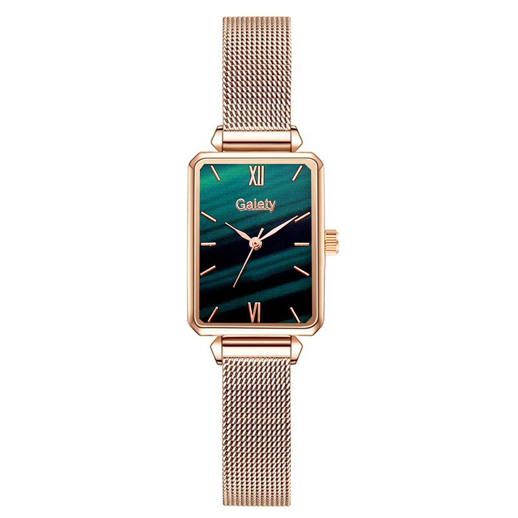 Women Fashion Green Dial Quartz Watch Bracelet Set