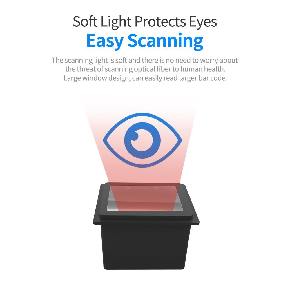 Embedded Barcode Scanner Self-Induction 1D/2D/QR Bar Code Reader Module Scanner USB Connection Support Command Control Compatible with Windows for Gate Machine Tickets Checking Mobile Payment