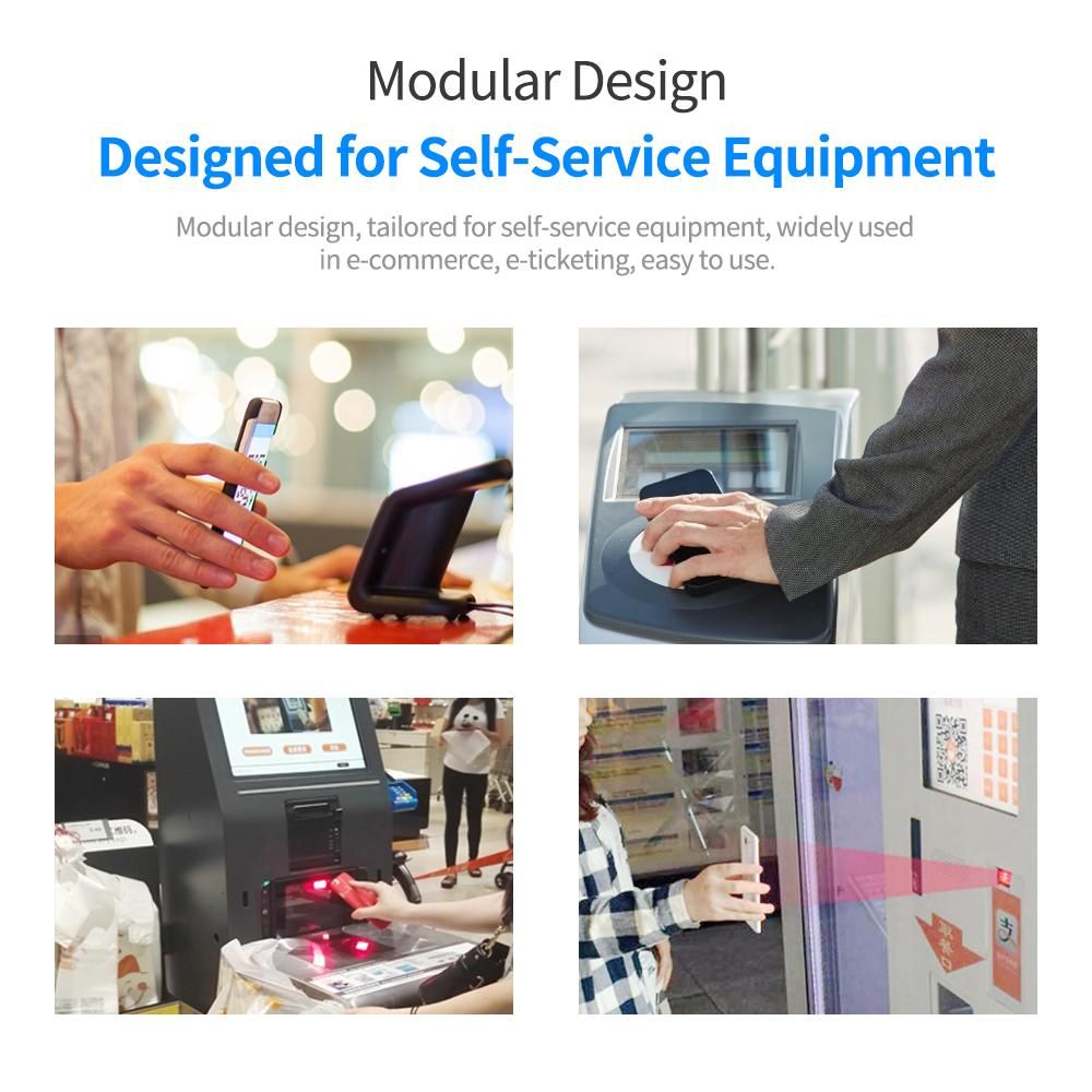 Embedded Barcode Scanner Self-Induction 1D/2D/QR Bar Code Reader Module Scanner USB Connection Support Command Control Compatible with Windows for Gate Machine Tickets Checking Mobile Payment