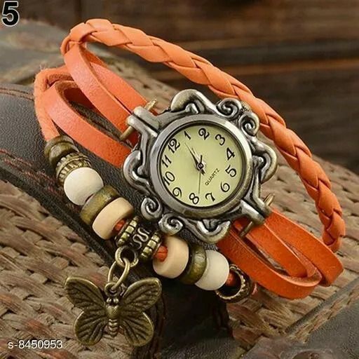 Elegant Women Leather Wrist Watch W05-ORNG