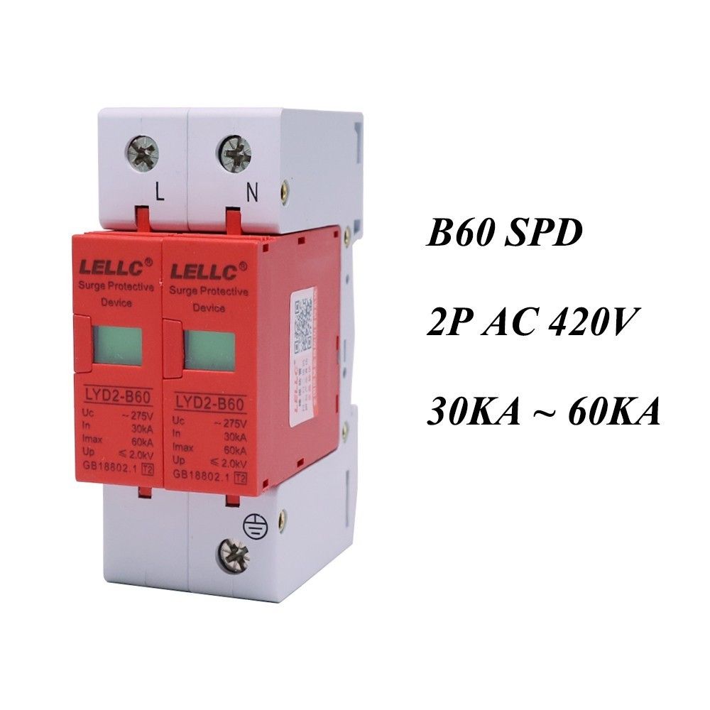 B60-2P 30KA~60KA ~420V AC SPD House Surge Protector