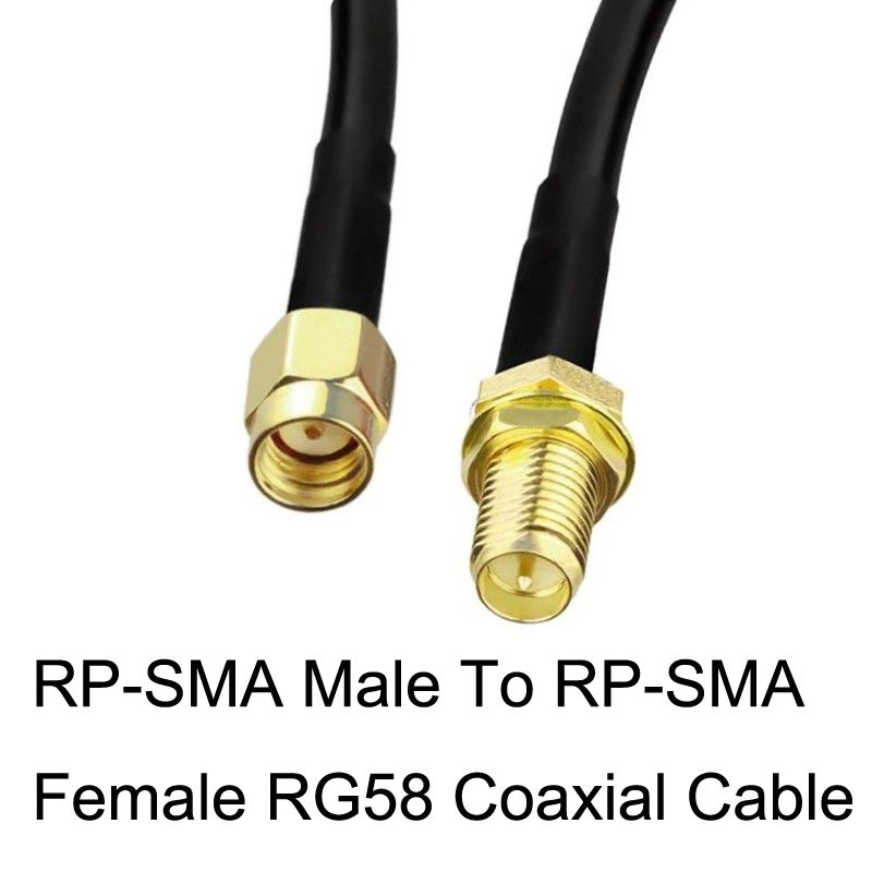 RP-SMA Male To RP-SMA Female RG58 Cable, Cable Length:1m