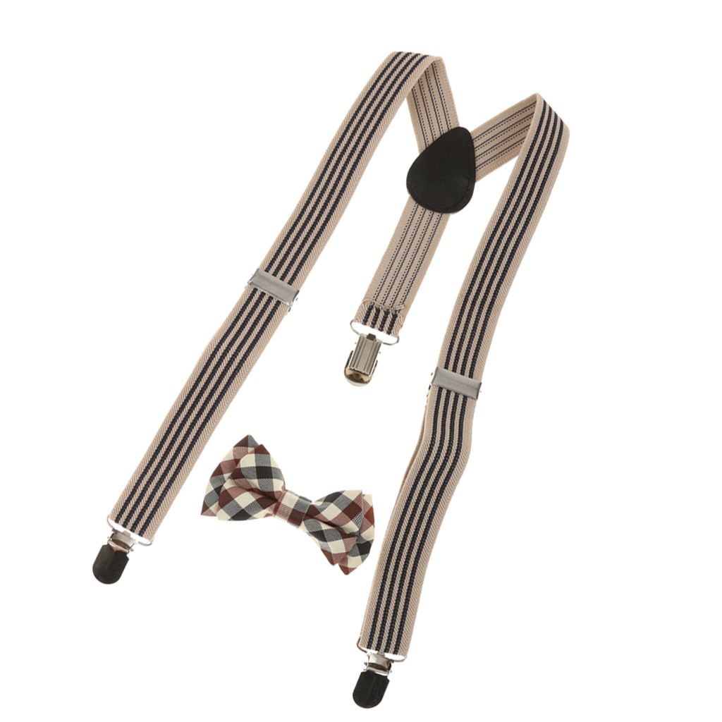 Set Plaid Tie Adjustable Back Straps For Girl And Boy