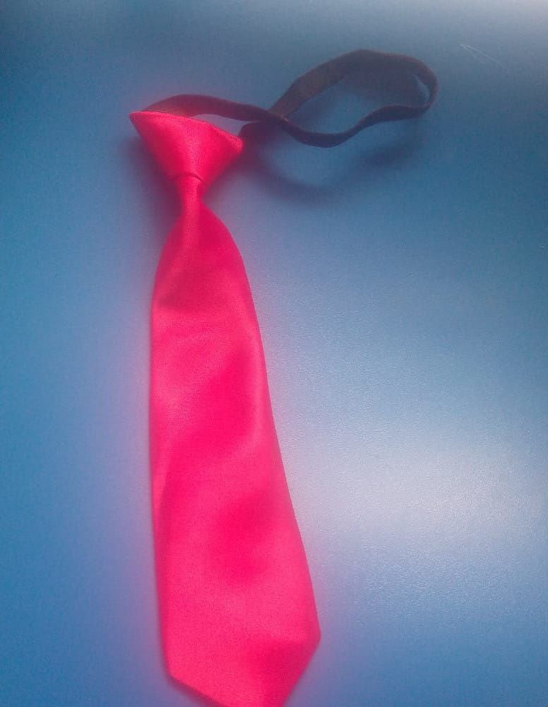 6pcs Unisex Children Red Tie With Black Neck Band