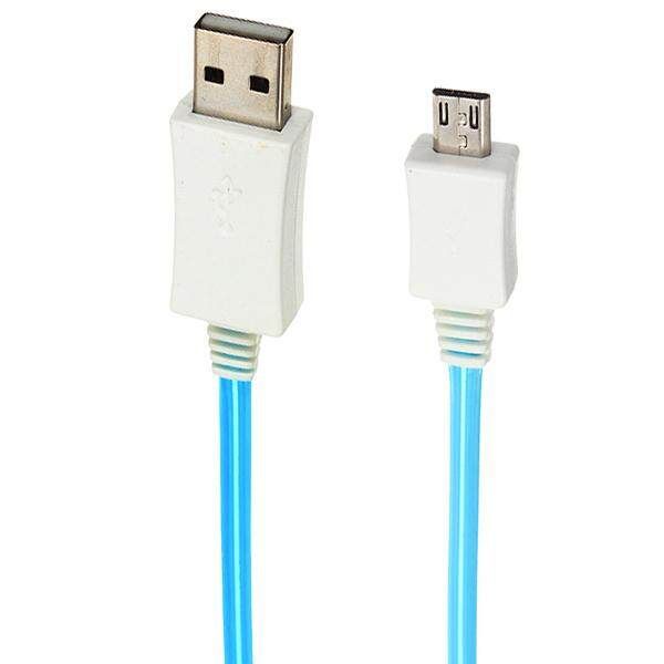LED Light USB Charger Data Sync Cable For Phone Android Sony Samsung S4/3 HTC LG Blue Blue