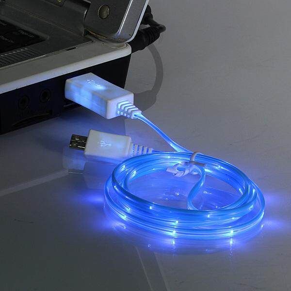 LED Light USB Charger Data Sync Cable For Phone Android Sony Samsung S4/3 HTC LG Blue Blue