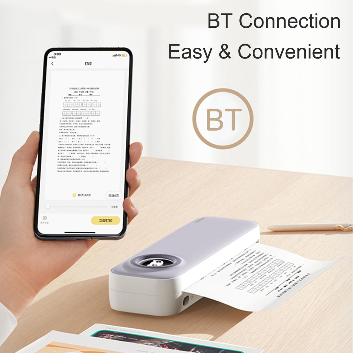 Paperang F2S A4 Size Portable Printer Thermal Printing Wireless BT Travel Mobile Printer Support   4/8 inch Compatible with Android and iOS Window Mac System for Outdoors Home Office Students and   Cars Business Trip Printing