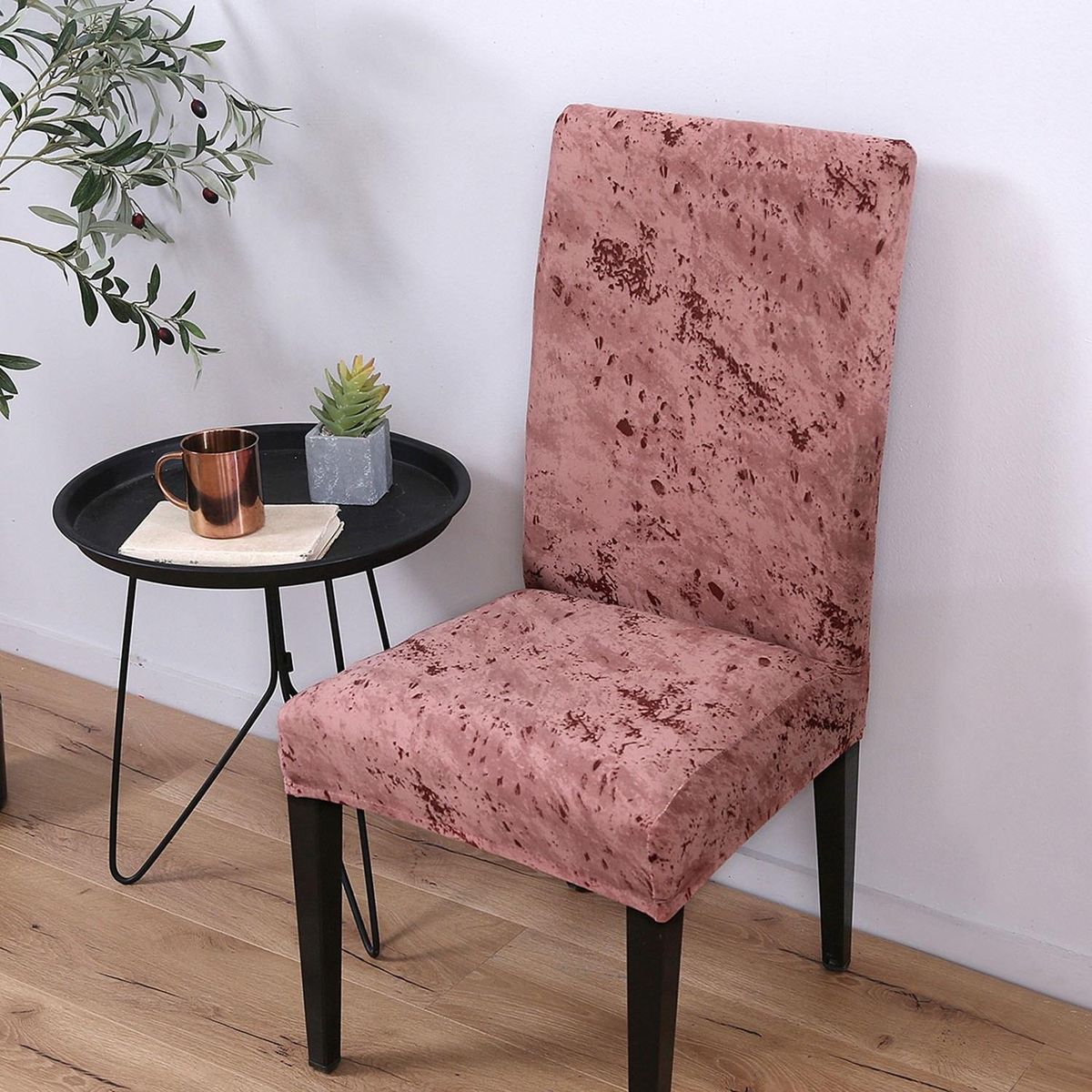 2pcs Printed Chair Cover Soft Milk Silk Home Seat Protector Stretch Anti Dust Brick Red