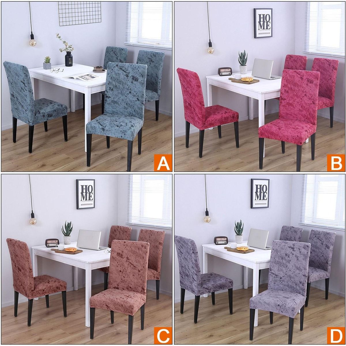 2pcs Printed Chair Cover Soft Milk Silk Home Seat Protector Stretch Anti Dust Brick Red