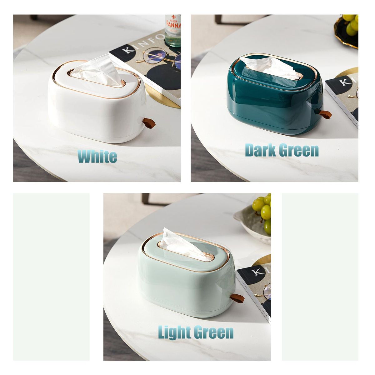 Tissue Box Holder With Spring Desktop Wall-mounted Tissue Box Cover Paper Towel Dispenser Paper Extraction Dispenser for Car Home Bathroom Bedroom Office