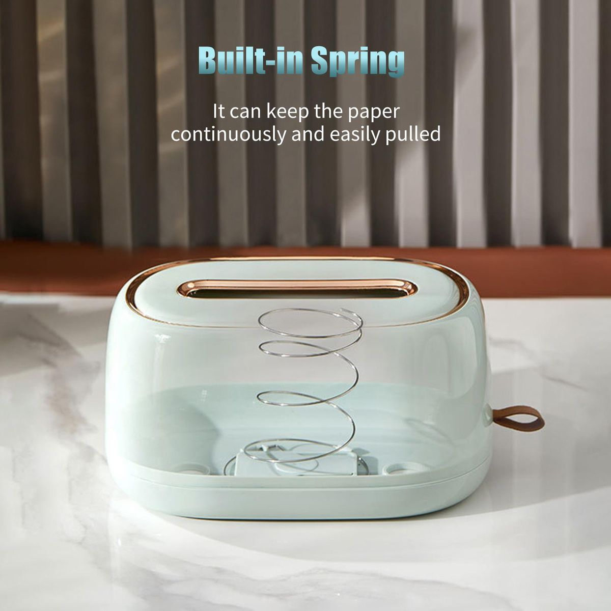Tissue Box Holder With Spring Desktop Wall-mounted Tissue Box Cover Paper Towel Dispenser Paper Extraction Dispenser for Car Home Bathroom Bedroom Office