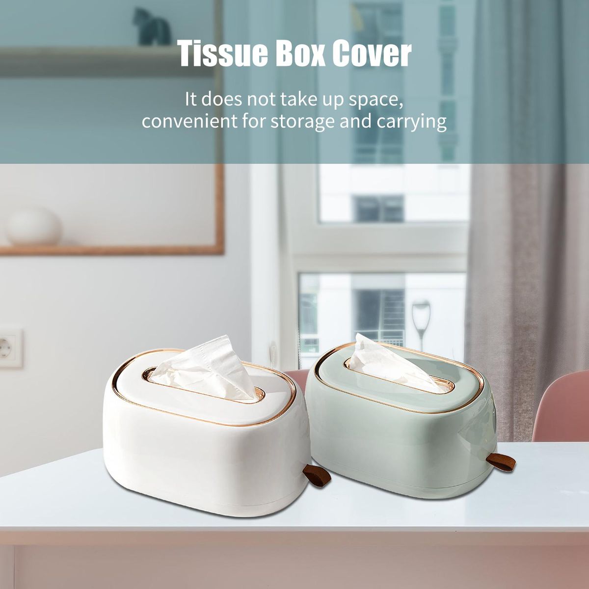 Tissue Box Holder With Spring Desktop Wall-mounted Tissue Box Cover Paper Towel Dispenser Paper Extraction Dispenser for Car Home Bathroom Bedroom Office