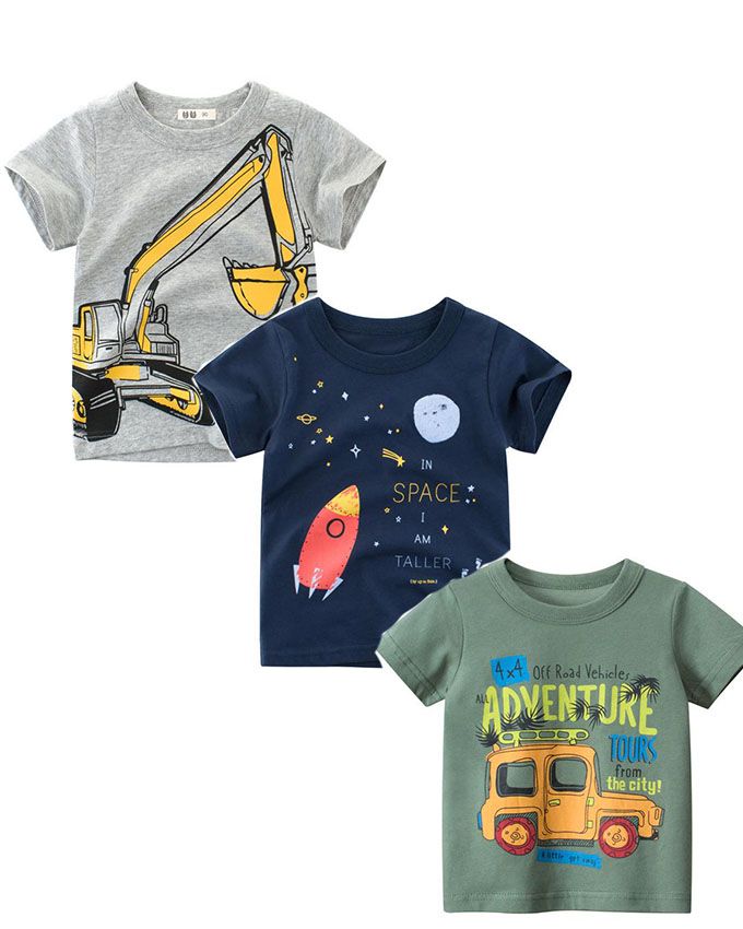 Round Neck Graphic Unisex Cotton T-Shirt For Kids Children