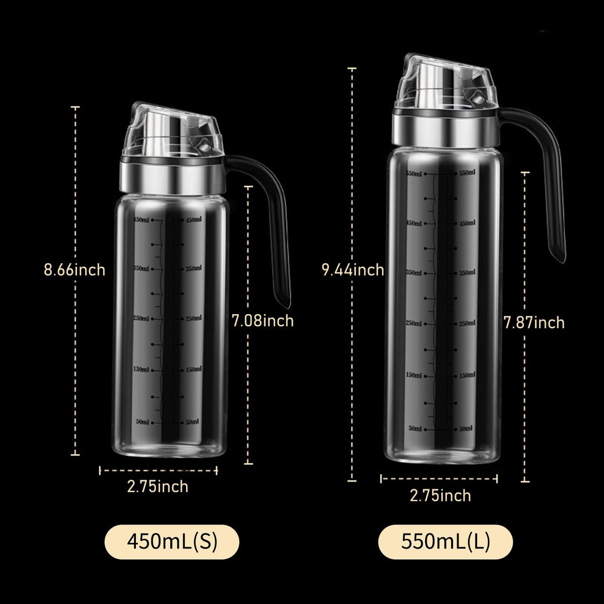 Auto Flip Olive Oil Dispenser Bottle 550mL Refillable Oil Dispenser Leakproof Condiment Container Wide Opening for Easy Refill  Cooking BBQ Salad Clear Glass il Bottle