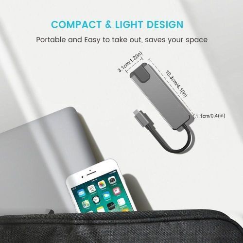 5 In 1 USB Type C Hub HDMI Rj45 Lan Adapter