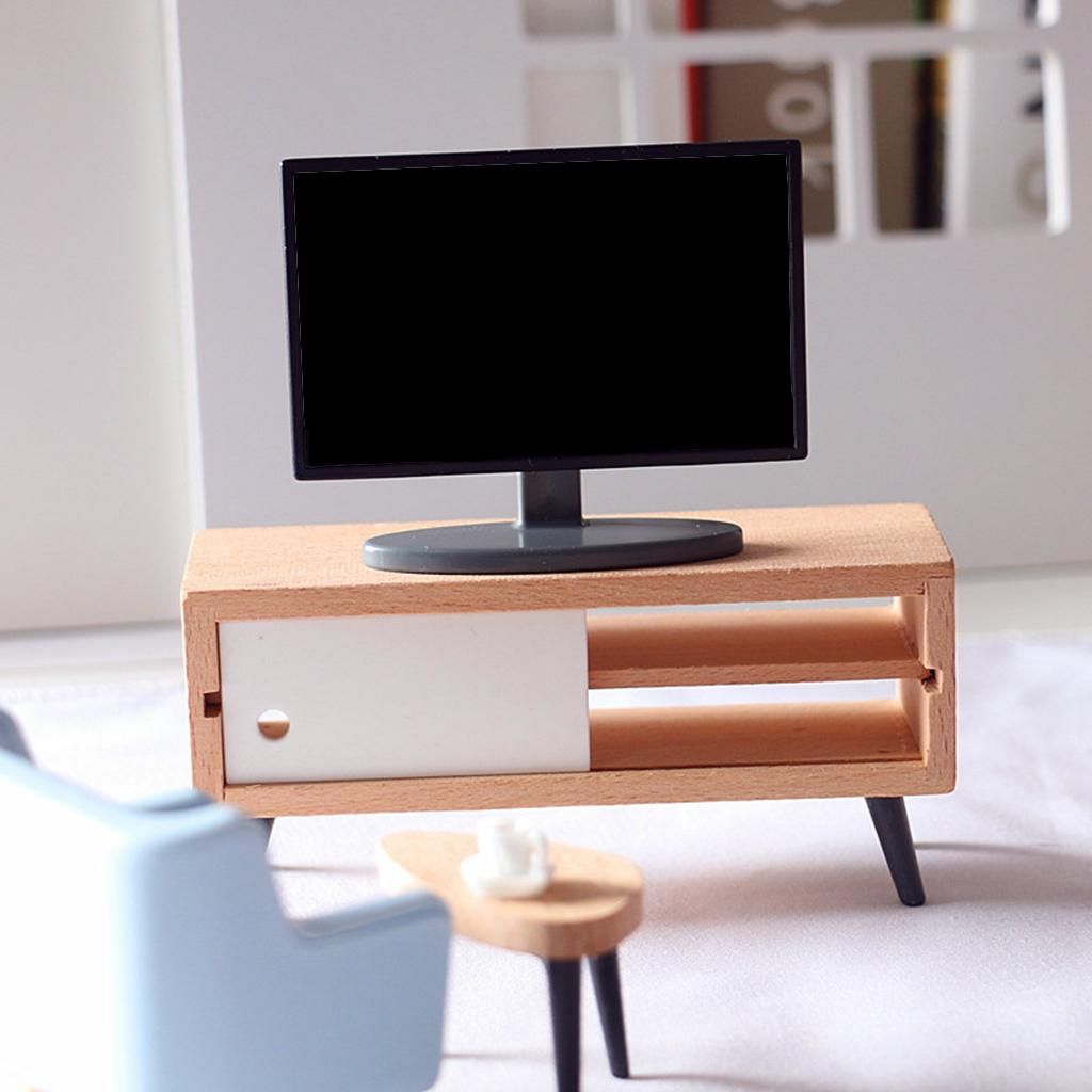 Homyl Dolls  With TV Stand 1:12 1:6 Living Room