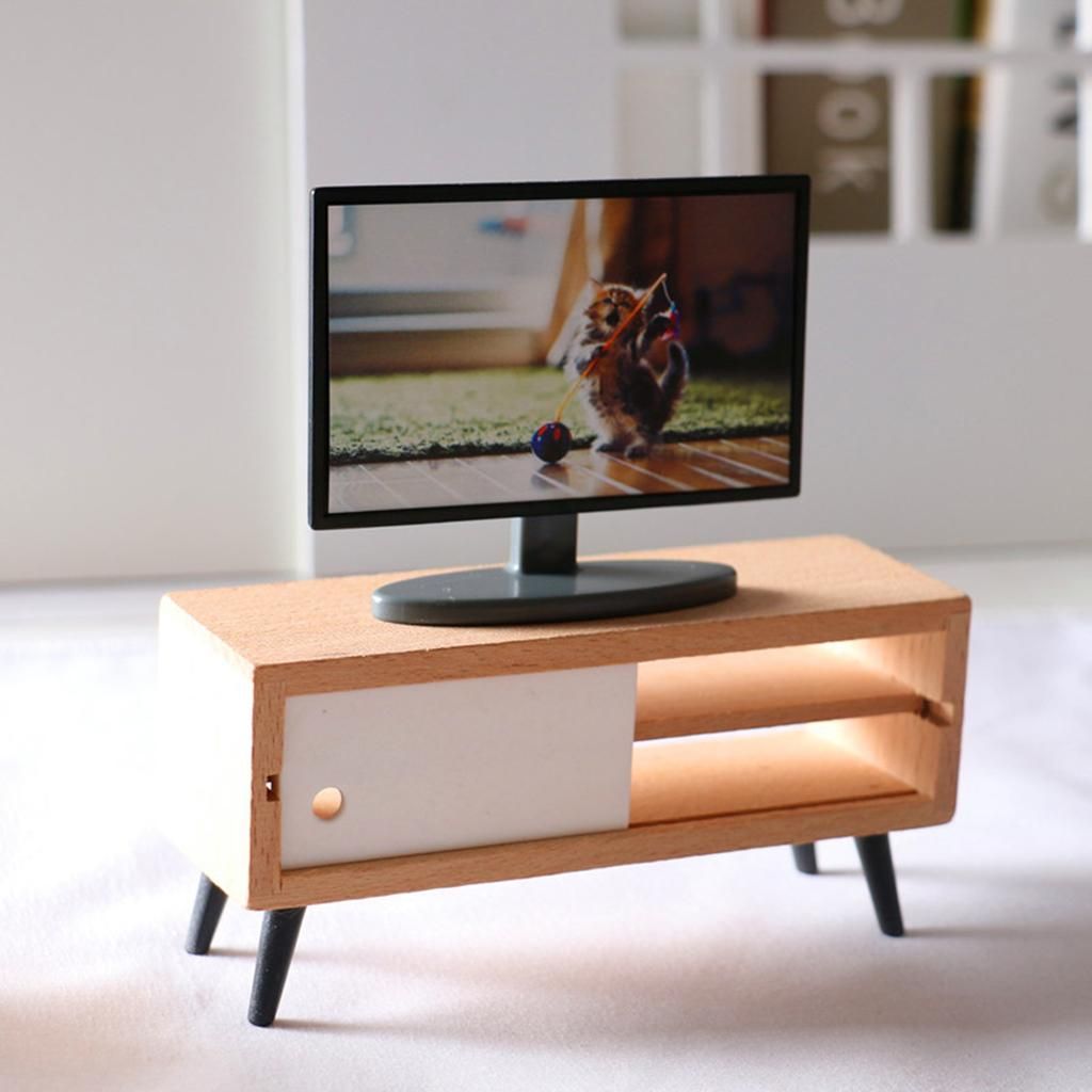 Homyl Dolls  With TV Stand 1:12 1:6 Living Room