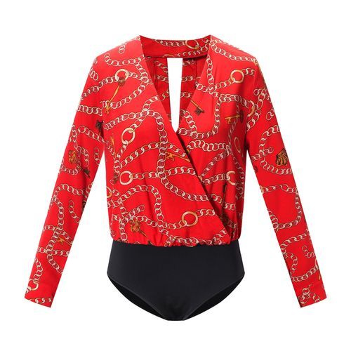 Women Autumn Long Sleeve Sexy Deep V-Neck Jumpsuit Spring Ladies Casual Bodysuit Romper(#Black)
